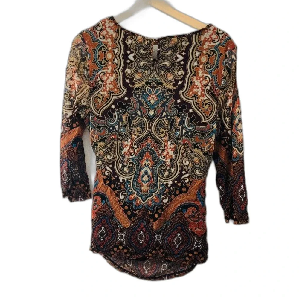 INC MANDALA FESTIVAL BOHO XL LONG SLEEVE TOP - Picture 2 of 3